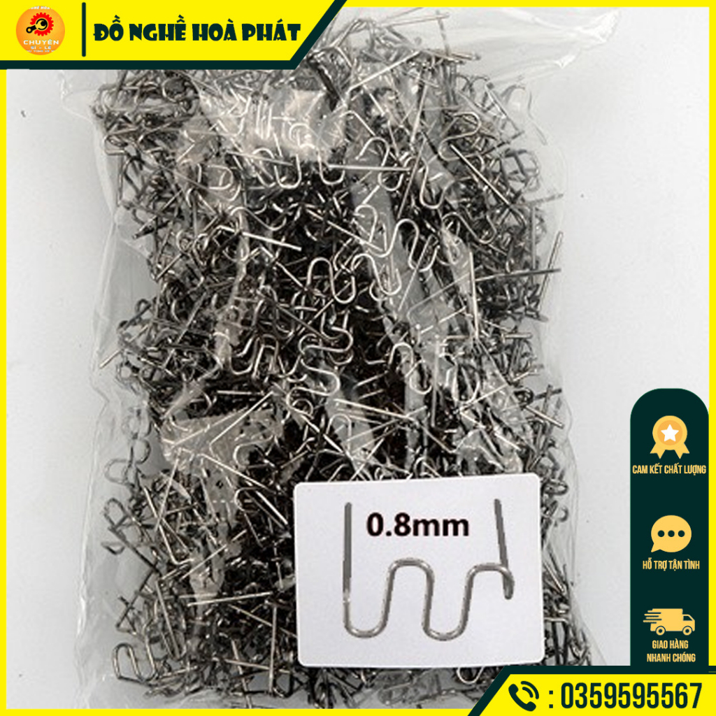 Ghim hàn nhựa nóng dùng để sửa chửa vỏ ô tô, xe máy loại sóng, Túi 500 chiếc ghim dập,