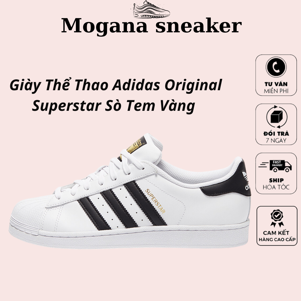 Giày Thể Thao Nam Nữ - Giày Adidas Mũi Sò Tem Vàng - Adidas Superstar - Giày Adidas 3 Sọc 36-43