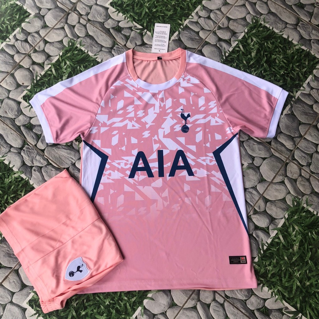 Bộ quần áo đá bóng Tottenham màu hồng mẫu mới - In tên, số áo theo yêu cầu - Hàng thun lạnh cao cấp