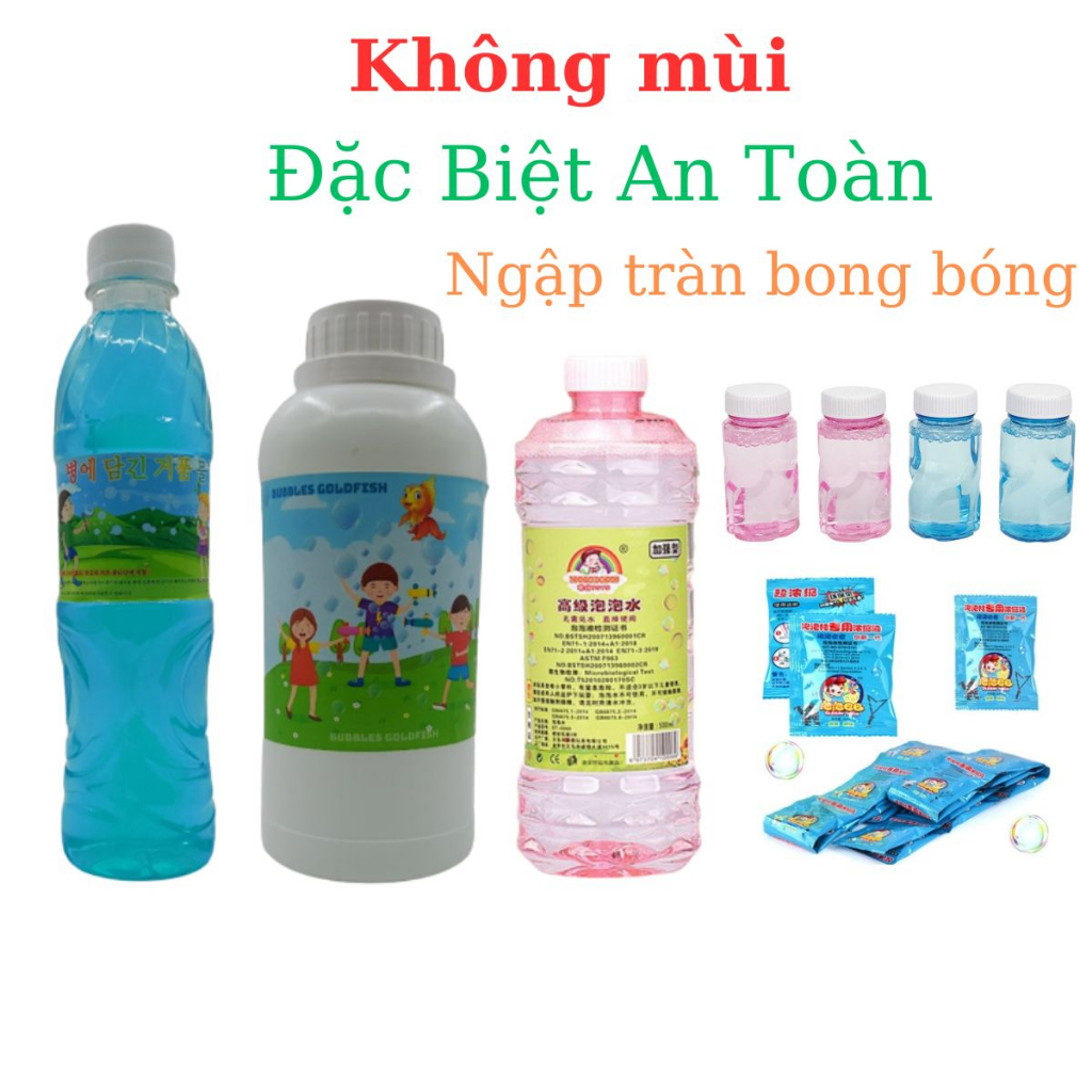 Chai nước tạo bong bóng sinh học không độc hại an toàn cho bé dùng cho mọi loại súng bắn bong bóng