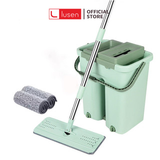 Chổi lau sàn nhà Lusen-K1 cao cấp tách nước thông minh, Cây lau 2 ngăn xoay 360 độ kèm thùng tự vắt tiện lợi