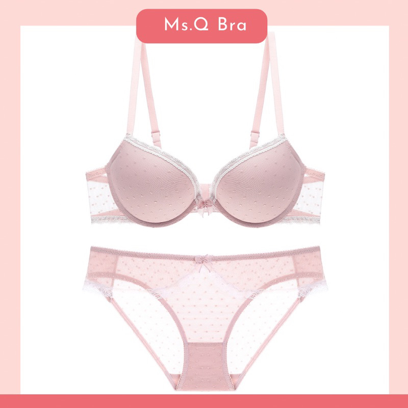 Set đồ lót ren sexy gồm áo ngực ren nâng ngực có gọng mút mỏng 2cm và quần lót nữ ren cao cấp Ms.Q BLR038
