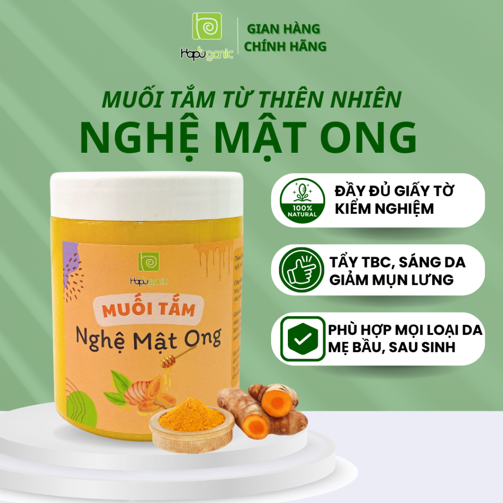 Muối Tắm Nghệ Mật Ong Tẩy Da Chết Toàn Thân Bath Salt Scrub 400g HaPu Organic