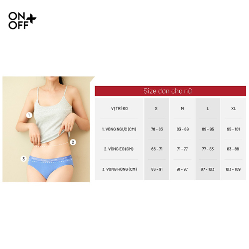 Combo 3 quần lót nữ ONOFF cotton USA x Spandex mềm mịn, thoáng mát - 16UQ23A015
