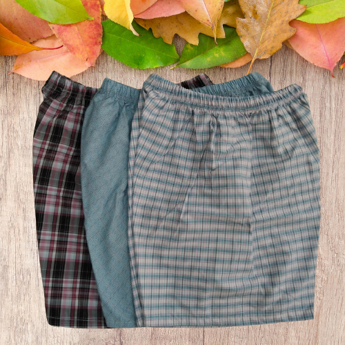 Quần đùi nam mặc nhà, kẻ karo chất liệu vải cotton, ống quần rộng thoáng mát