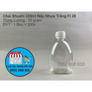 Combo 100 chai nhựa shushi 330ml nắp vặn trắng fi 28