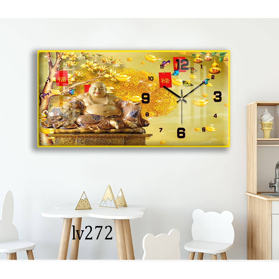 Tranh Đồng Hồ Tráng Gương 5D Phát Tài Phát Lộc - Simple House,Trang Trí Phòng Khách,Decor Phòng Làm Việc, Phòng Ngủ.