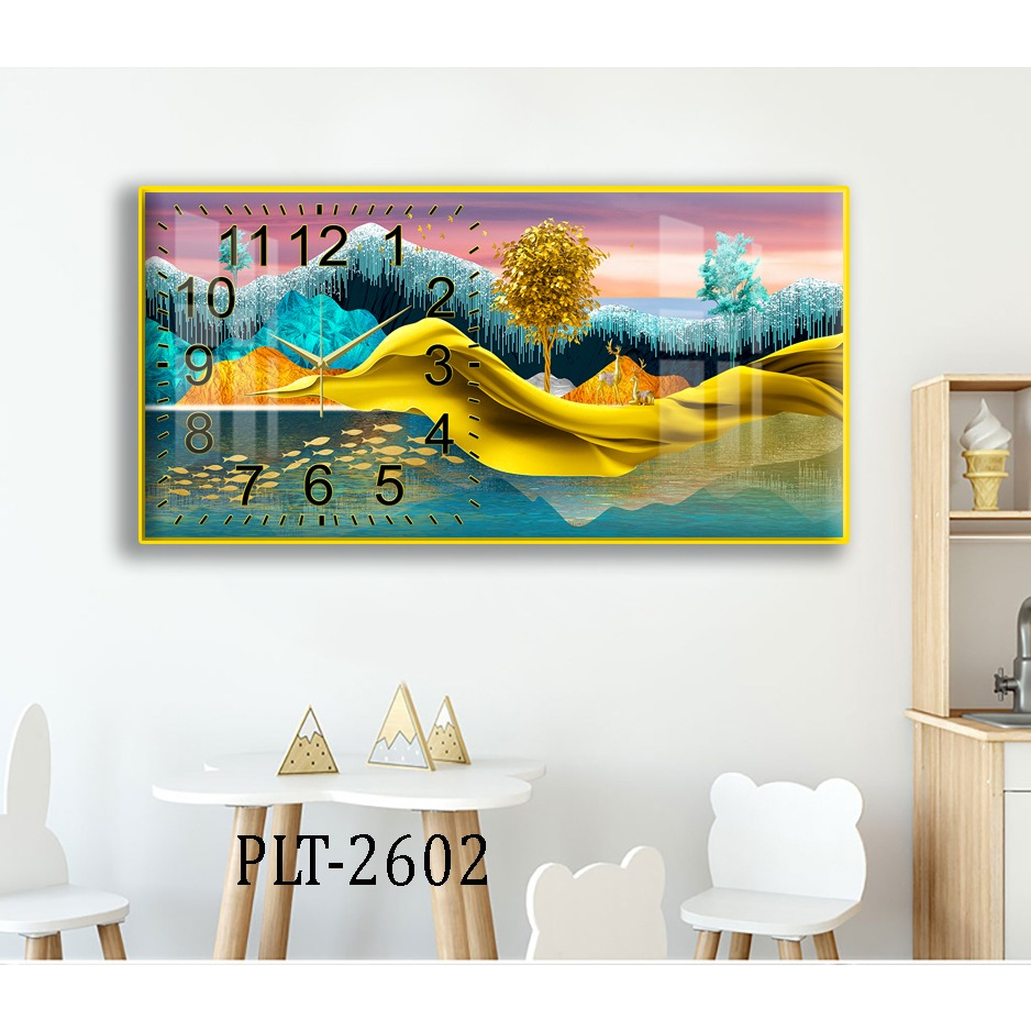 Tranh Đồng Hồ Tráng Gương 5D Phát Tài Phát Lộc - Simple House,Trang Trí Phòng Khách,Decor Phòng Làm Việc, Phòng Ngủ.