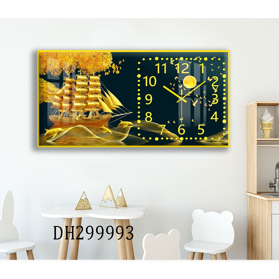 Tranh Đồng Hồ Tráng Gương 5D Phát Tài Phát Lộc - Simple House,Trang Trí Phòng Khách,Decor Phòng Làm Việc, Phòng Ngủ.