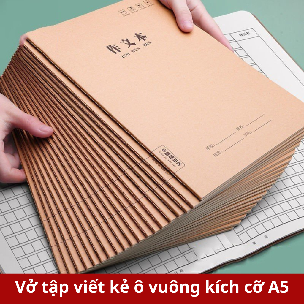 Vở luyện viết tiếng Trung, Nhật, Hàn kích cỡ A5 dày 72 trang giấy chống loá mắt in ô vuông dễ viết TIẾNG TRUNG THẦY HƯNG