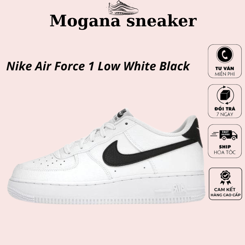 Giày Thể Thao Nam Nữ logo thêu vàng ,Giày_nike Trắng vệt đen Air Force 1 Hàng Đẹp Full Box Bill hót nhất cho nam nữ