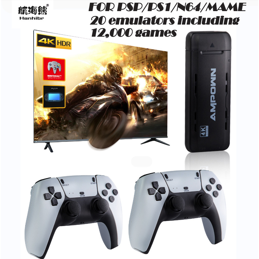 Game stick 4k đỏ bản tay cầm xịn mode ps máy chơi game cầm tay 4 nút stick 4k pro hdmi