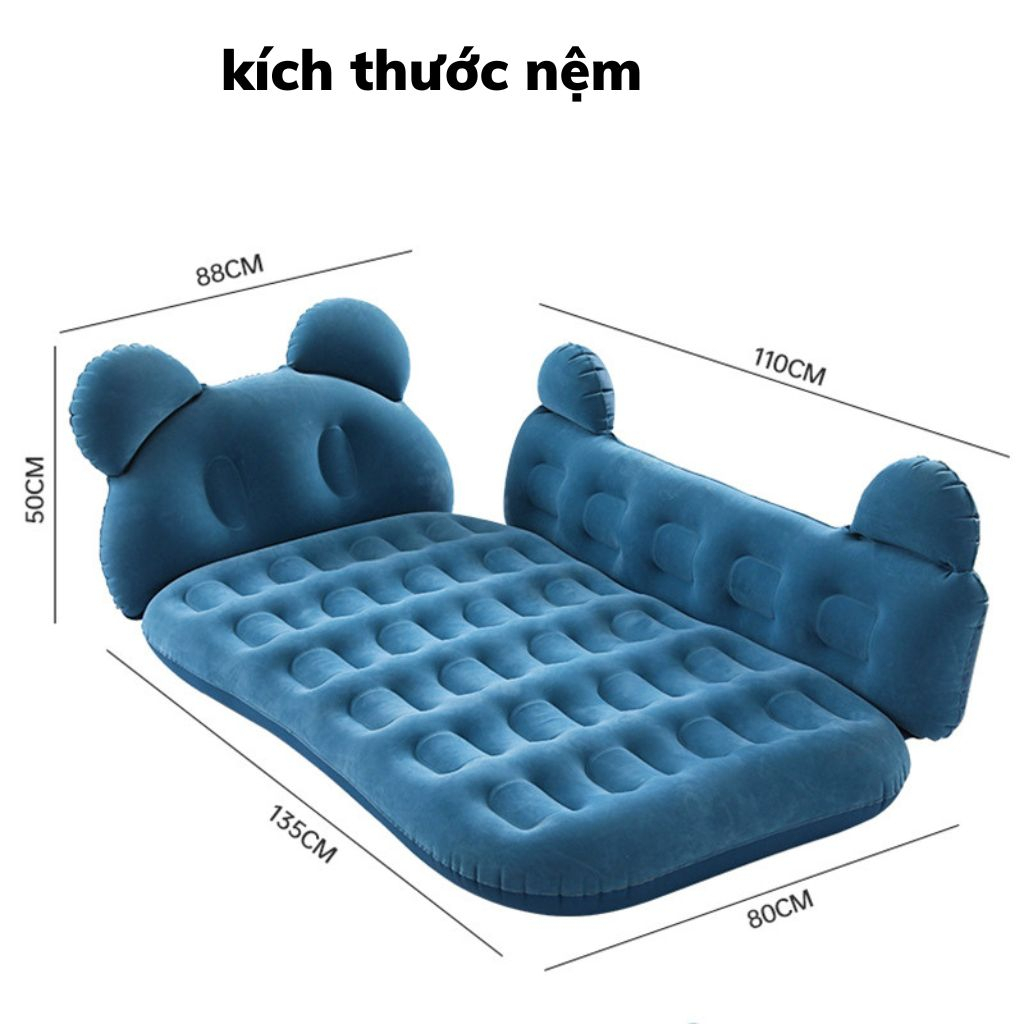 Đệm Hơi Ô Tô Có Đâu Tựa Chân Đế Rời Giường Nằm –Dùng cho Ô Tô, Dã Ngoại, nằm...