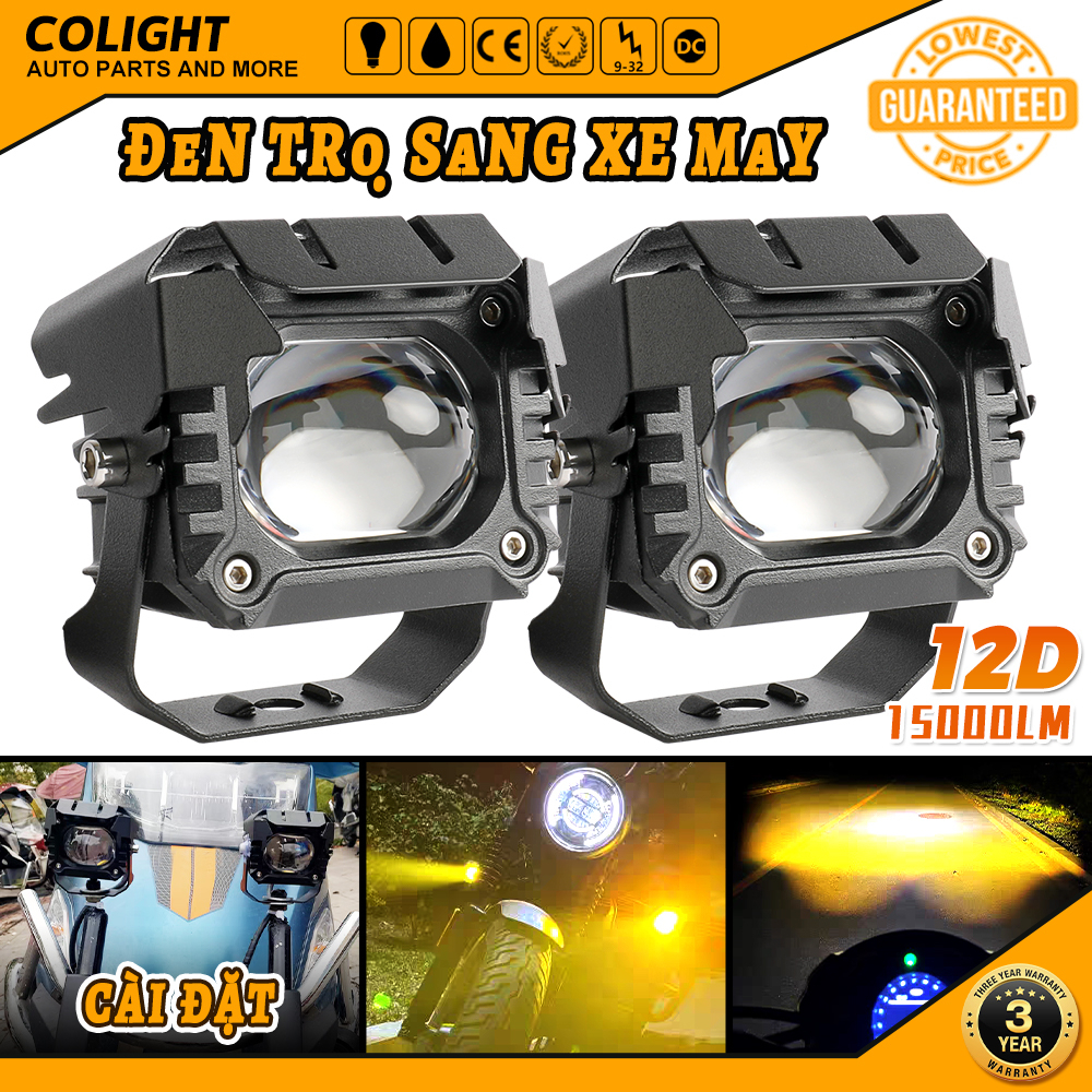COLIGHT Đèn Sương Mù Xe Hơi Và Xe Máy Đèn LED Mini Đèn Lái Xe Đèn Rọi Màu Trắng Vàng Cao Và Ánh Sáng Thấp Xe Máy