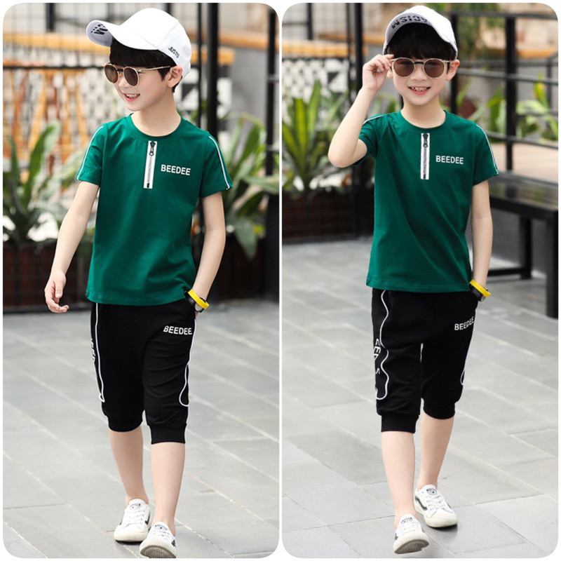 Quần áo mùa hè cho bé trai 17-40kg, set quần short đùi bé trai kèm áo phông thời trang trẻ em