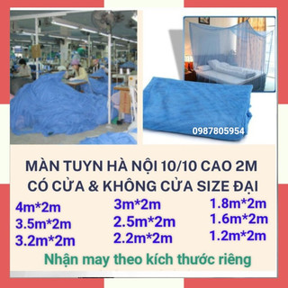 Mùng tuyn màn tuyn xanh biển cỡ lớn cao 2m có cửa & không cửa 4mx2m, 3.5mx2m, 3mx2m, 2.5mx2m, 2.2mx2m, 1m8x2m