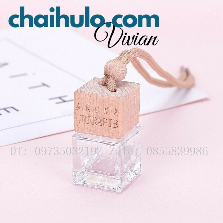 7ML Chai lọ đựng tinh dầu treo xe vuông, dây kim tuyến