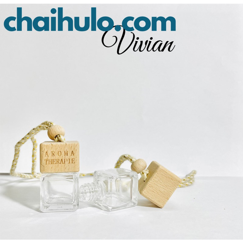 7ML Chai lọ đựng tinh dầu treo xe vuông, dây kim tuyến