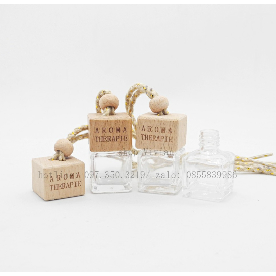 7ML Chai lọ đựng tinh dầu treo xe vuông, dây kim tuyến