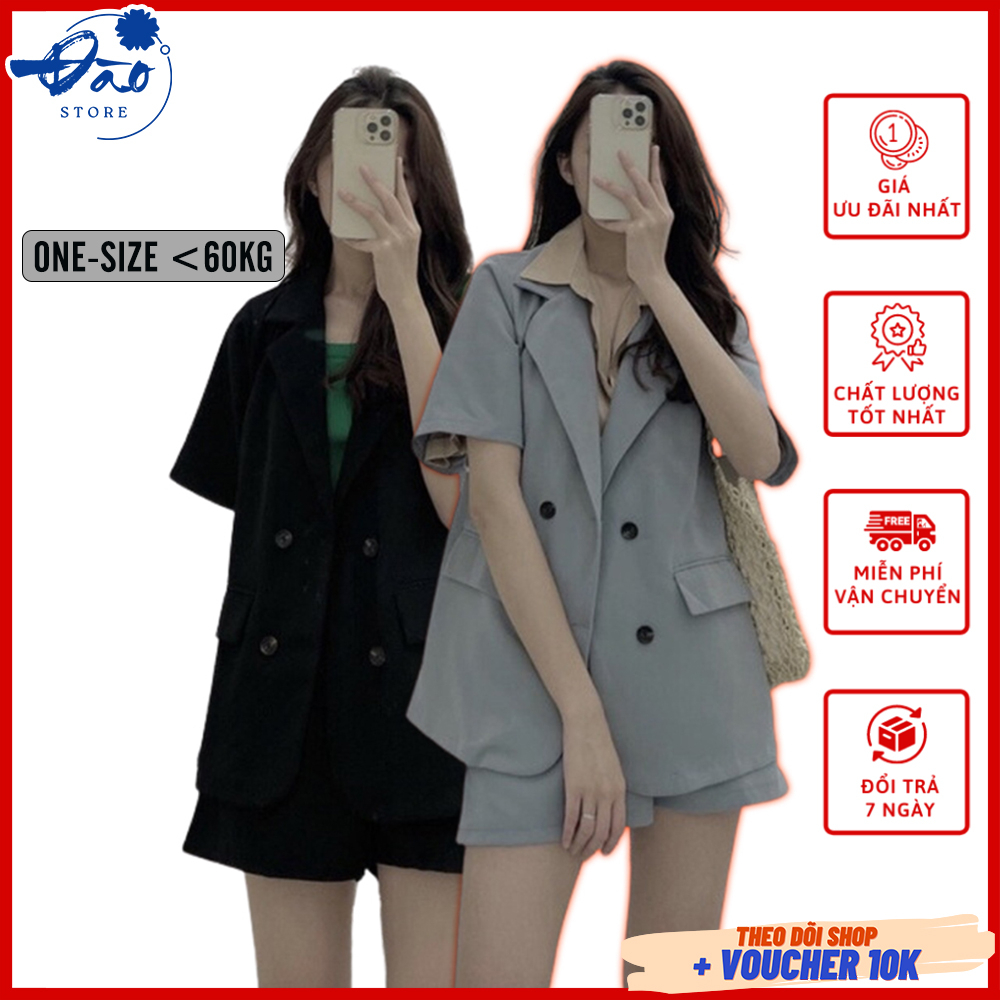Set vest áo blazer cộc tay nữ kèm quần chất tuyết mưa phong cách Hàn Quốc QC1 [Ảnh Thật- Kèm Clip]