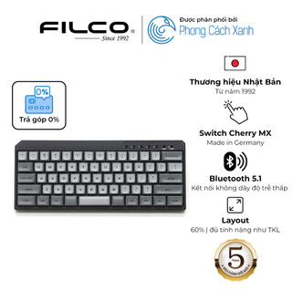 Bàn phím cơ size mini 63 phím Bluetooth Filco Minila-R Convertible Matte Black - Hàng Chính Hãng
