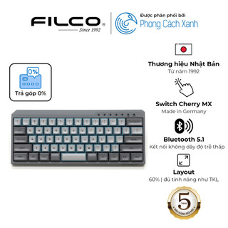 Bàn phím cơ size mini 63 phím Bluetooth Filco Minila-R Convertible Sky Gray - Hàng Chính Hãng
