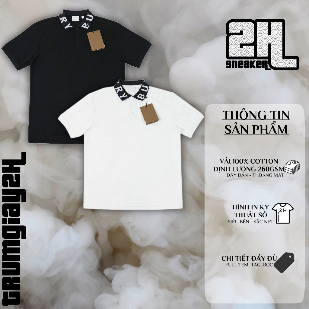 Áo Polo BR Da Cá Sấu Trơn Dệt Chữ Quanh Cổ
