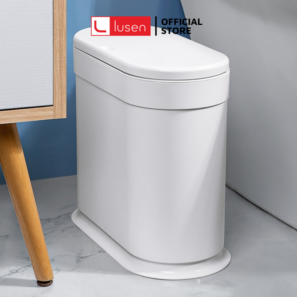 Thùng rác thông minh Lusen X1 cao cấp, sọt nhựa đựng rác nhà vệ sinh nhà bếp và văn phòng có nắp đậy dung tích 12 lít