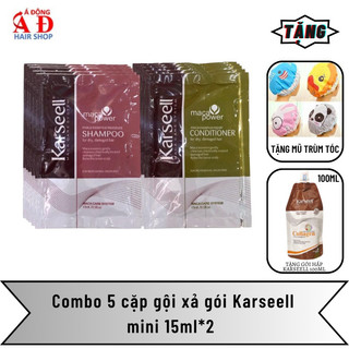 Combo 5 cặp dầu gội xả siêu mượt tóc Karseell Collagen Maca Essence gói nhỏ 15ml 