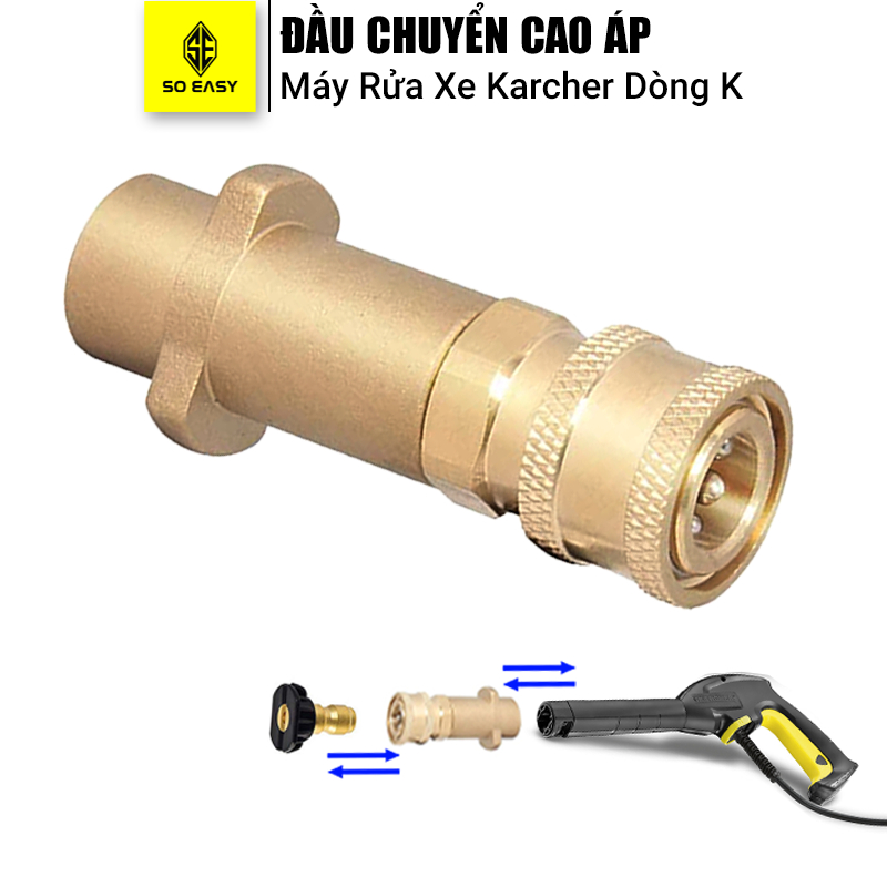 Khớp chuyển đổi ren máy rửa xe Karcher K K2 K3 K4 K5 K6 K7, chuyển xúng đầu gài ra đầu nối nhanh ¼ kết nối béc phun