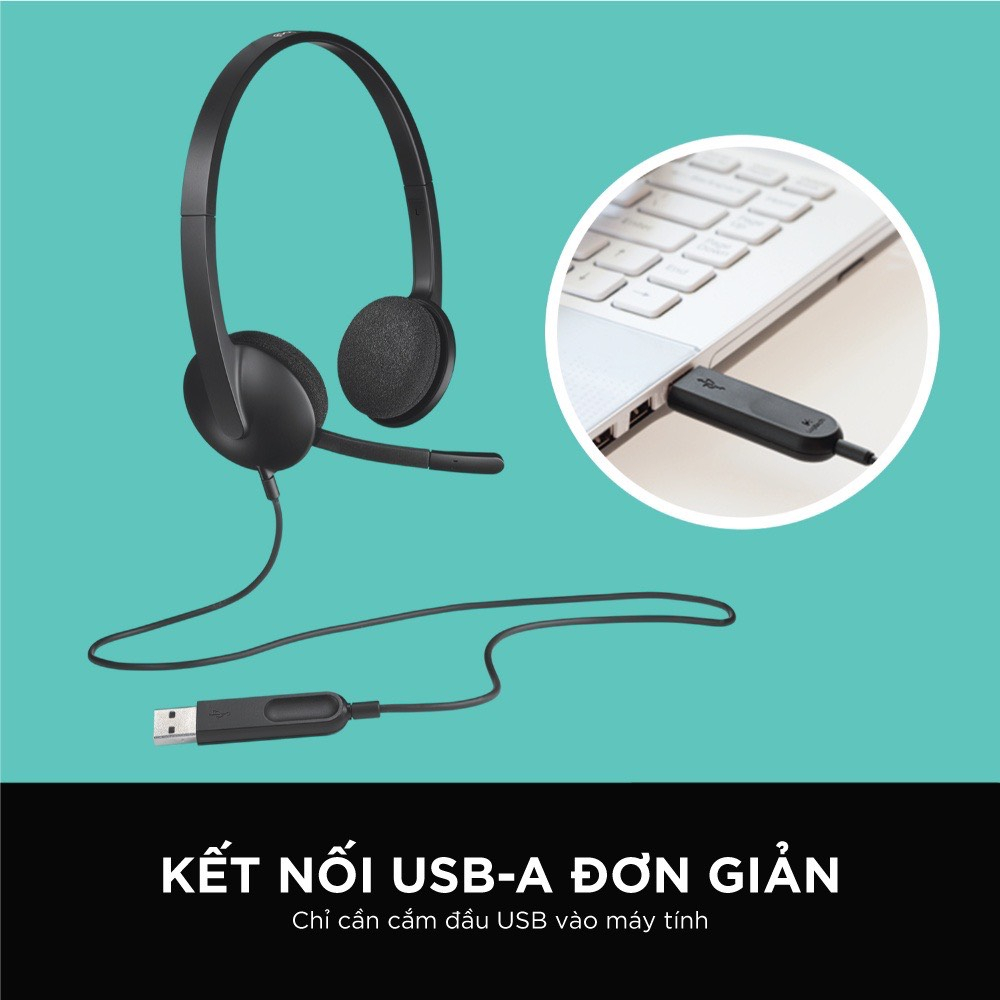 Tai nghe có dây Logitech H340 - Mic giảm ồn, điều khiển trên dây