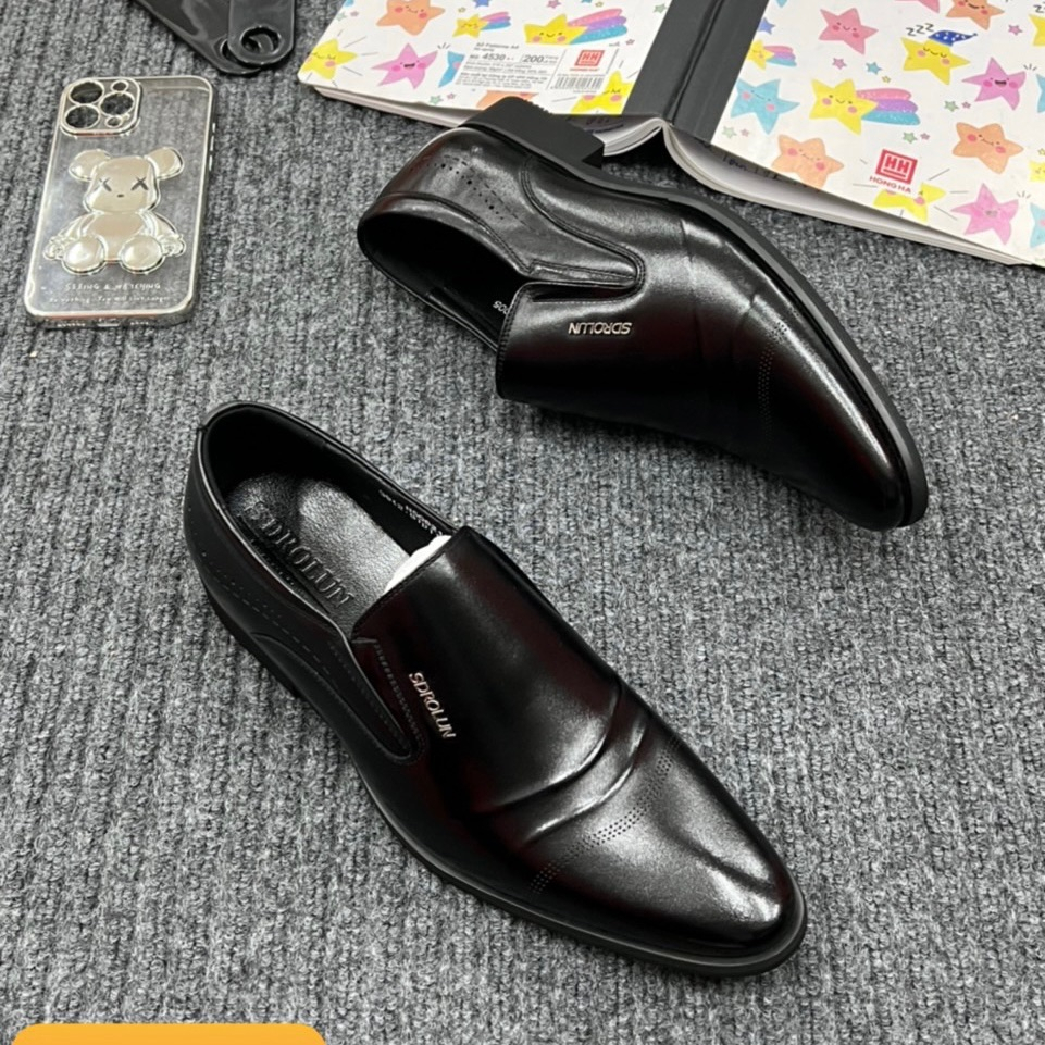 Giày tây SDROLUN ❤️FREESHIP❤️ Giày công sở nam Quảng Châu cao cấp dáng lười mũi nhọn chất liệu da nhẵn fullbox N50921
