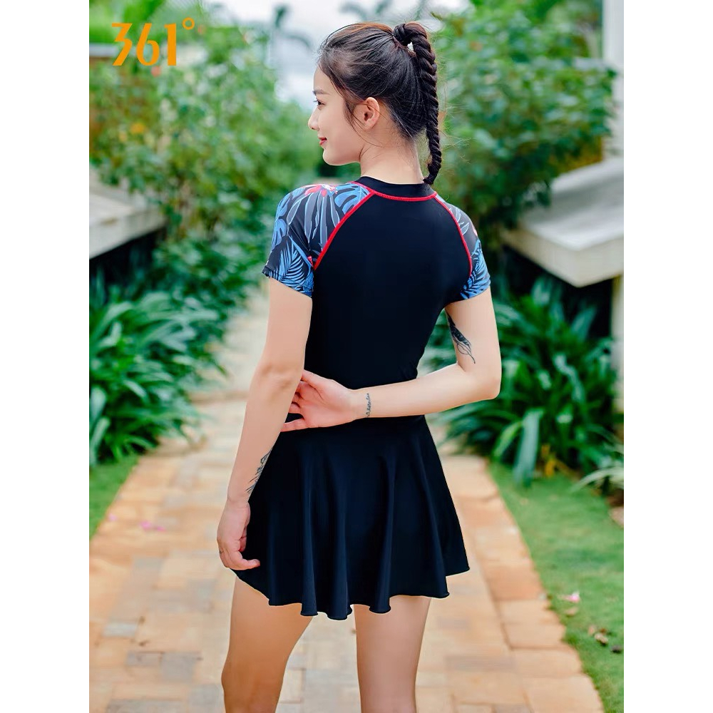 Đồ bơi nữ Hãng 361 kèm Váy liền thân, Bikini đi biển một mảnh chất thun lạnh dài tay cá tính B1035