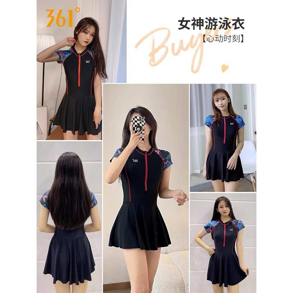 Đồ bơi nữ Hãng 361 kèm Váy liền thân, Bikini đi biển một mảnh chất thun lạnh dài tay cá tính B1035