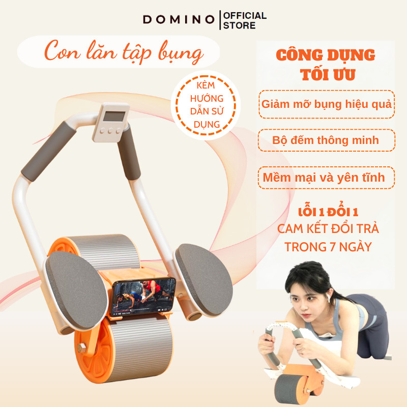 Con Lăn Tập Bụng Domino Dụng Cụ Hỗ Trợ Plank Tại Nhà Có Đồng Hồ Đếm Giờ