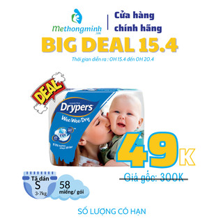 [Big Deal 49K] Tã dán trẻ em Drypers Wee Wee Dry S58/ M52/ L44 miếng