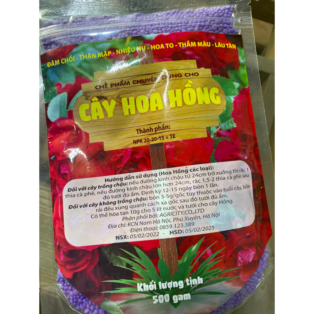 500gr phân bón hoa hồng giúp cây hoa hồng nhiều nụ hoa to thắm màu