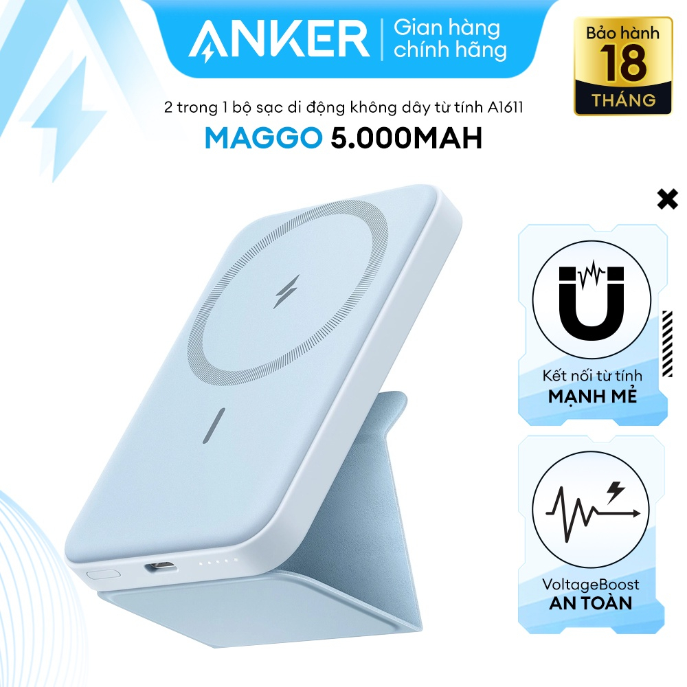 Sạc dự phòng không dây Anker MagGo Magsafe 5000mAh cho iP 12 Series và 13 Series