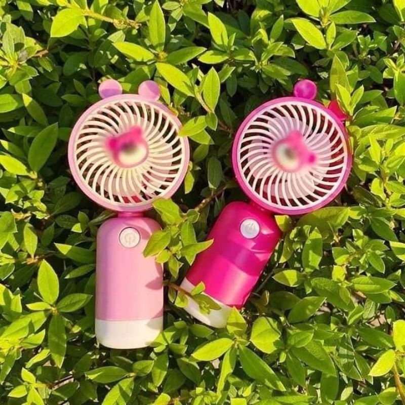 Quạt mini gấu hồng hot hit tiktok Trung Ettecase cổng sạc USB quạt êm gió mạnh tiện lợi dành cho học sinh, sinh viên QC