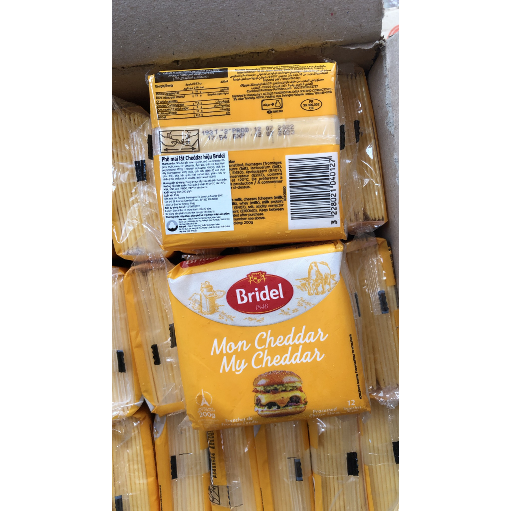 Phô mai lát Bridel gói 200g (12 lát) của Pháp - Date 07/2023