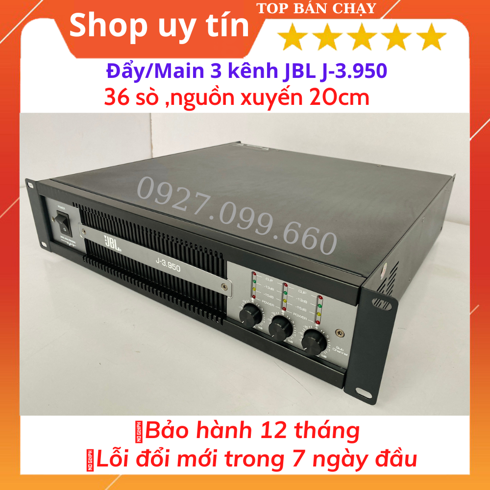 Cục đẩy 3 Kênh JBL J-3.950 Chuyên Dùng Gia Đình Và Sự Kiện,Trang Bị 36 Sò Lớn ,Công Suất 900W/Kênh.