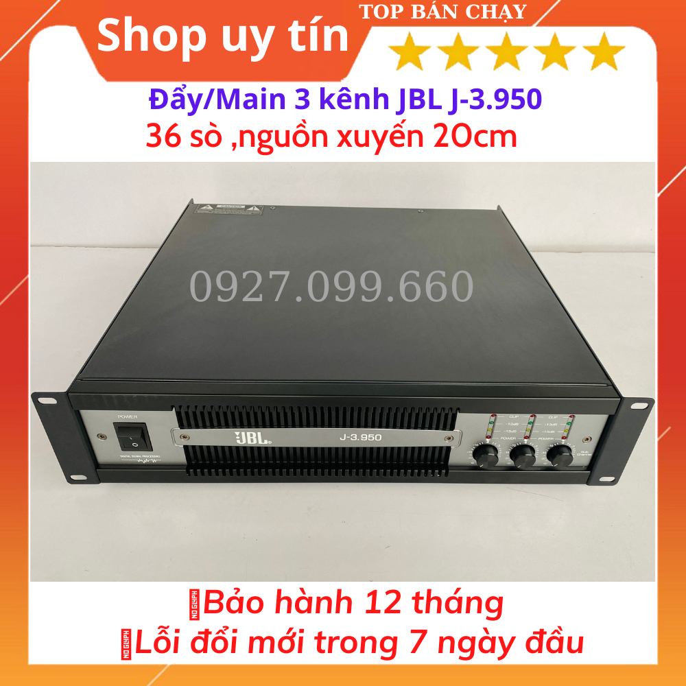Cục đẩy 3 Kênh JBL J-3.950 Chuyên Dùng Gia Đình Và Sự Kiện,Trang Bị 36 Sò Lớn ,Công Suất 900W/Kênh.