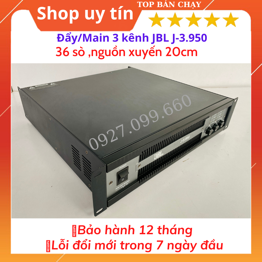 Cục đẩy 3 Kênh JBL J-3.950 Chuyên Dùng Gia Đình Và Sự Kiện,Trang Bị 36 Sò Lớn ,Công Suất 900W/Kênh.