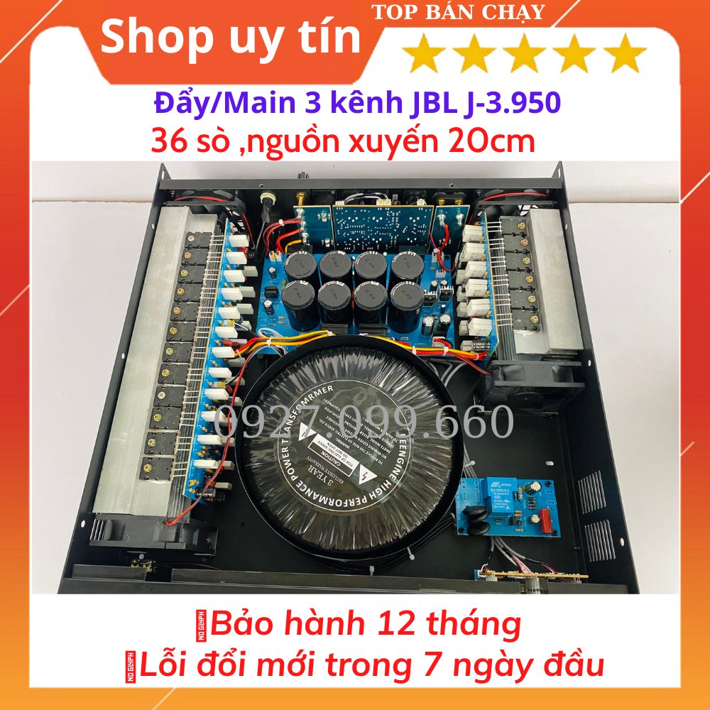 Cục đẩy 3 Kênh JBL J-3.950 Chuyên Dùng Gia Đình Và Sự Kiện,Trang Bị 36 Sò Lớn ,Công Suất 900W/Kênh.