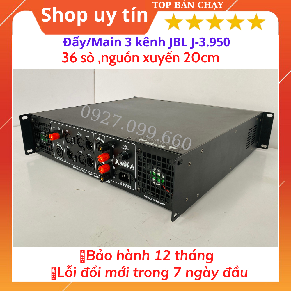 Cục đẩy 3 Kênh JBL J-3.950 Chuyên Dùng Gia Đình Và Sự Kiện,Trang Bị 36 Sò Lớn ,Công Suất 900W/Kênh.