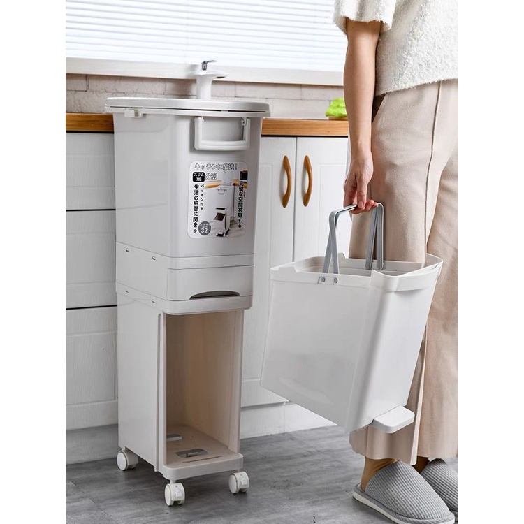 Thùng rác thông minh chia ngăn chia tầng nhà bếp, chất liệu nhựa PP dung tích 29L 32L 42L