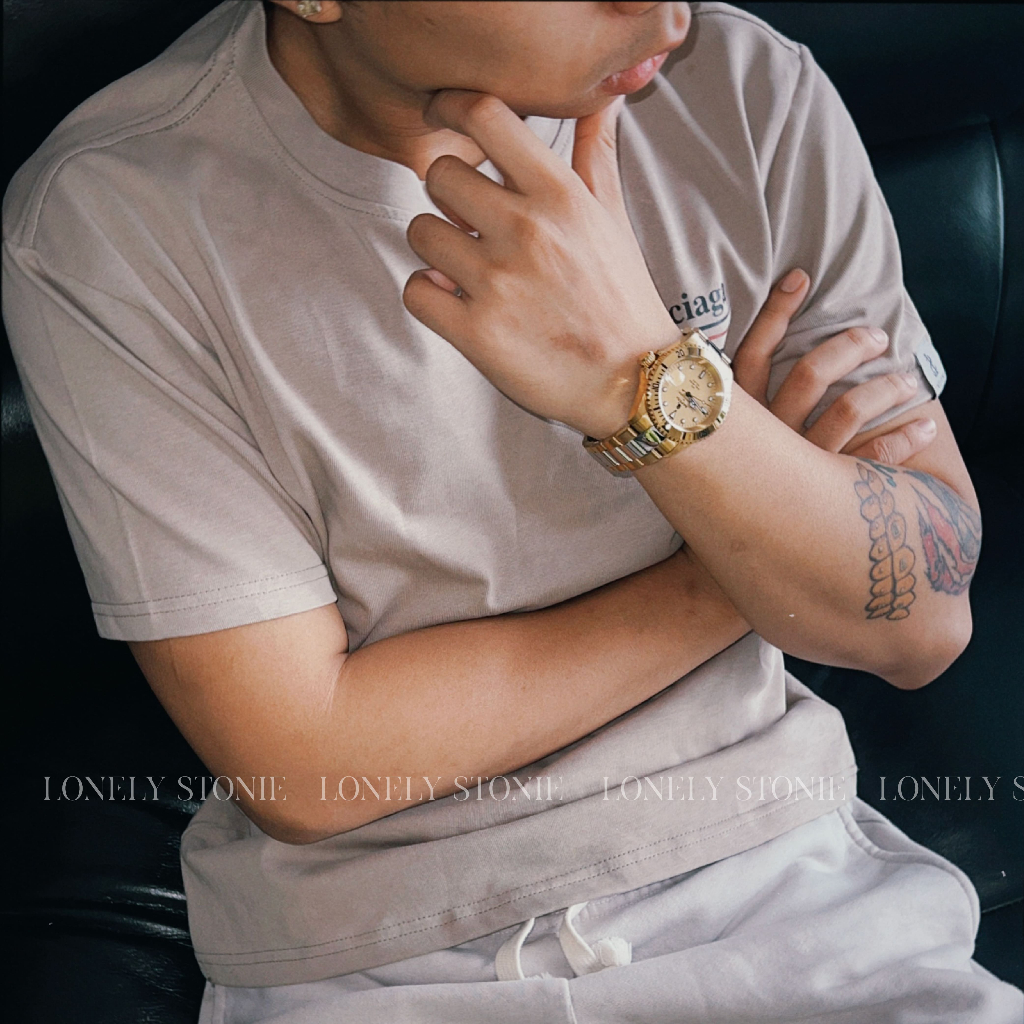 Áo Phông LONELICIAGA Màu Be - Chất Liệu 100% Cotton Form Unisex Dáng Xuông Cho Nam/Nữ