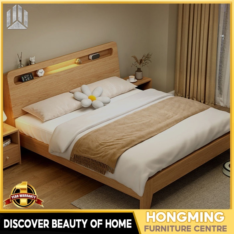 Giường Ngủ Bằng Gỗ Trơn Kích Thước 1.2M / 1.5M / 1.8M Phù Hợp Với 2-3 Người