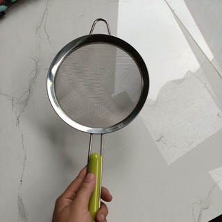 rây lọc viền inox cán xanh - rây lọc cháo, thức ăn cho bé ăn dặm (3 size)