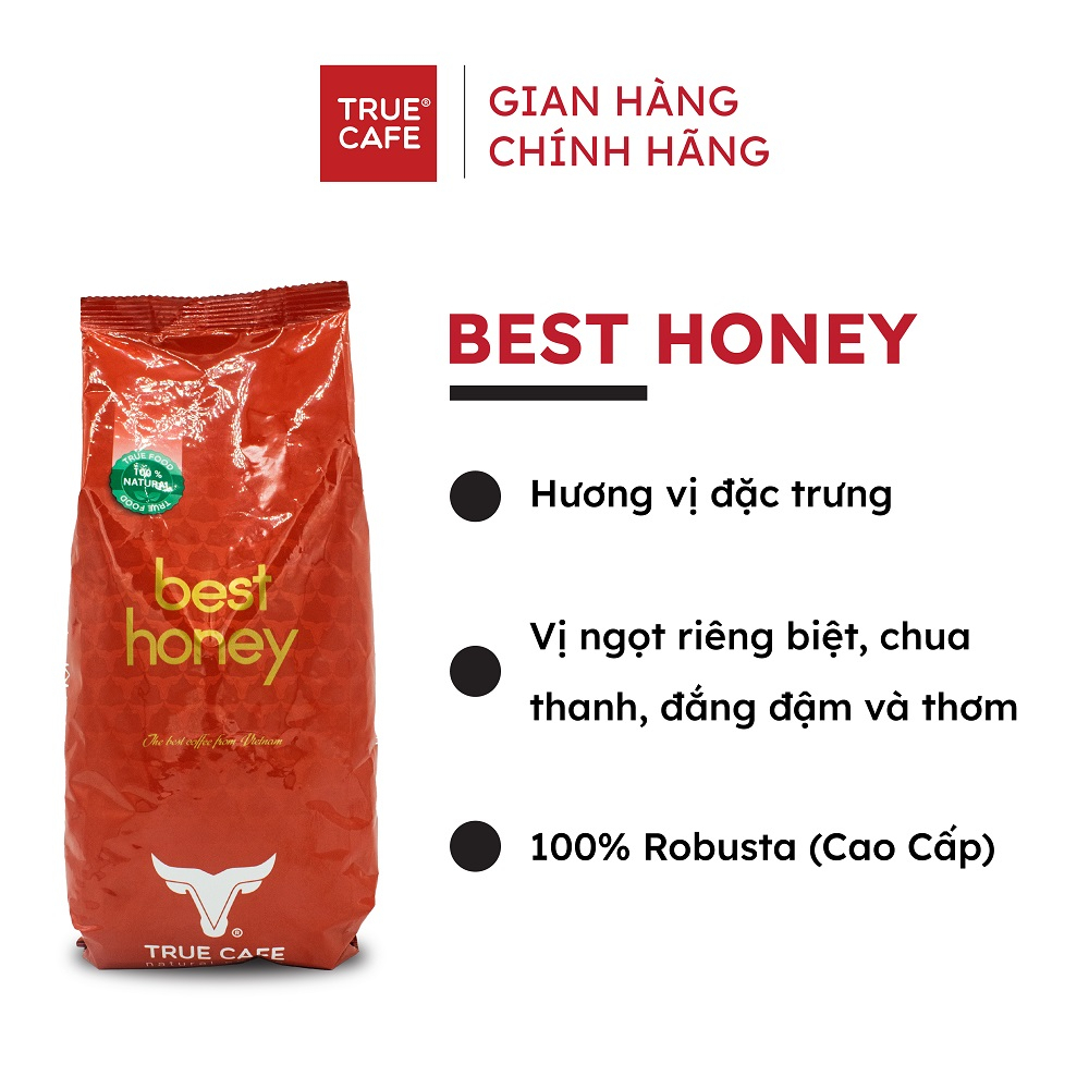 Cà phê Best Honey TrueCafe nguyên chất 100% từ Robusta cao cấp từ Tây Nguyên chế biến ướt với hương vị êm đắng đậm